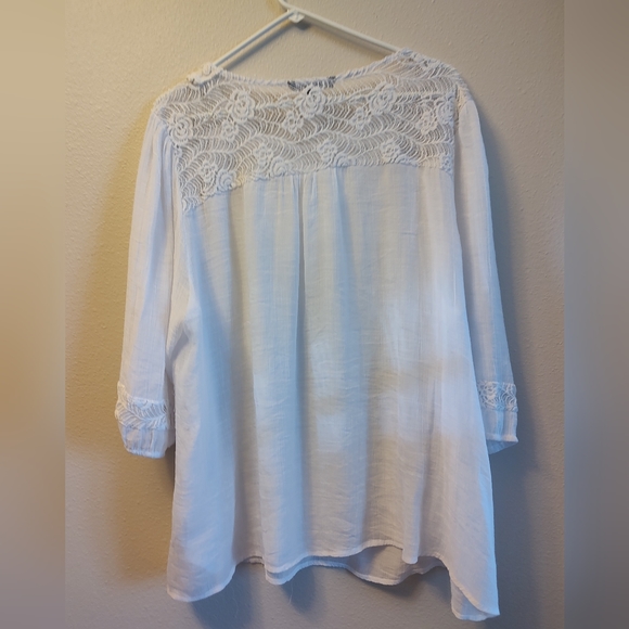 ZAC & RACHEL Sz 3X White Bohemian Blouse - Picture 5 of 7